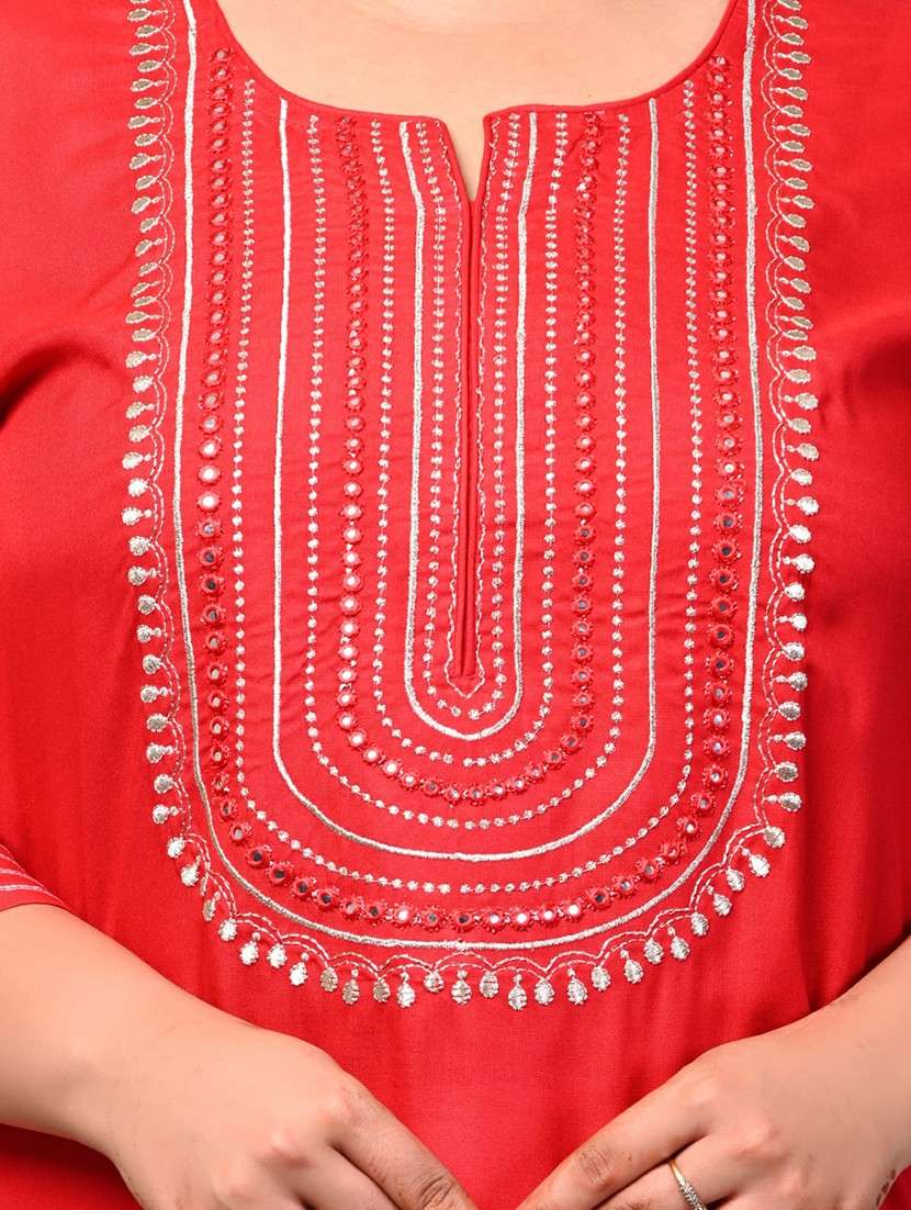 women plus size three quarter sleeve straight kurta - 22076596 - Standard Image - 3