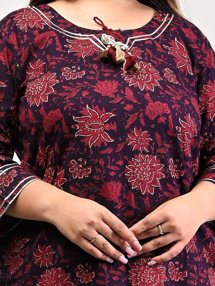 women plus size three quarter sleeve straight kurta - 22076600 -  Standard Image - 3