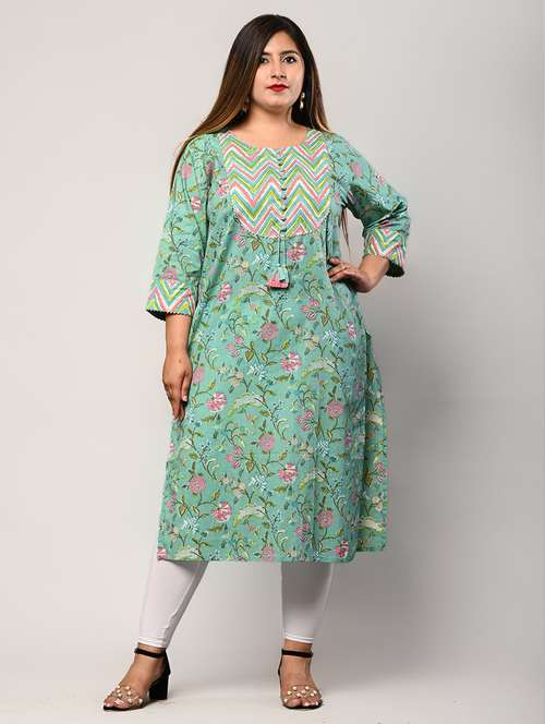 women plus size three quarter sleeve straight kurta - 22076608 -  Standard Image - 0