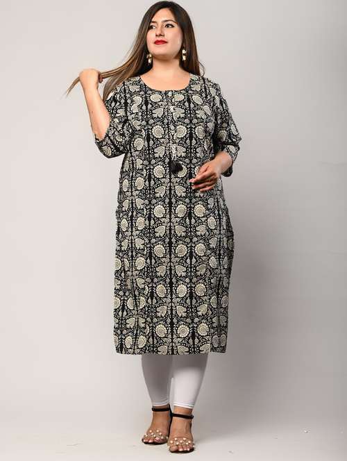 women plus size three quarter sleeve straight kurta - 22076614 - Standard Image - 0