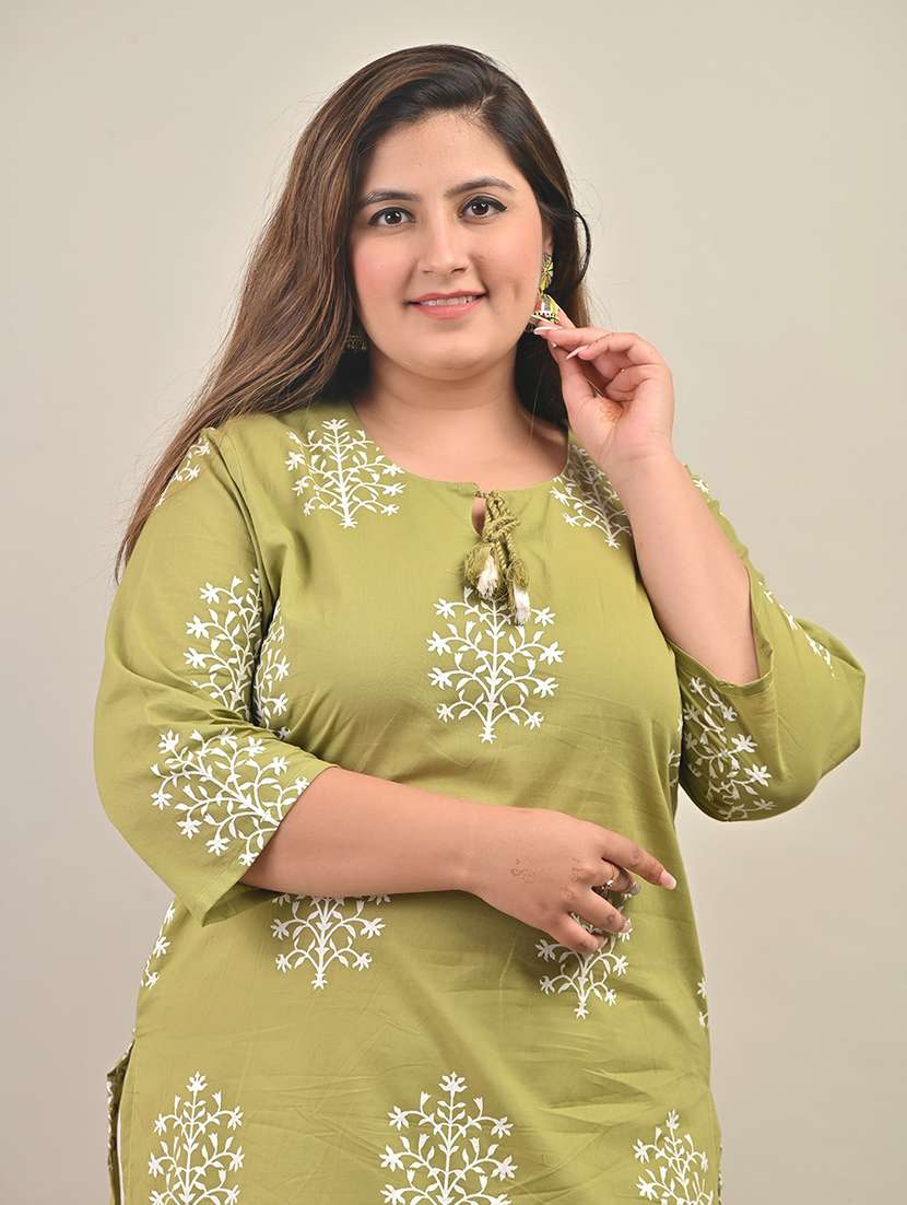 women plus size three quarter sleeve straight kurta - 22076634 - Standard Image - 3