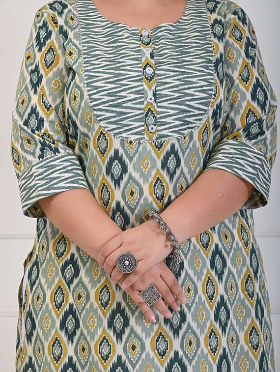 women plus size three quarter sleeve straight kurta - 22076653 - Standard Image - 3
