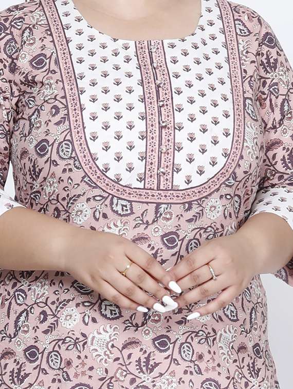 women plus size three quarter sleeve straight kurta - 22076655 -  Standard Image - 3