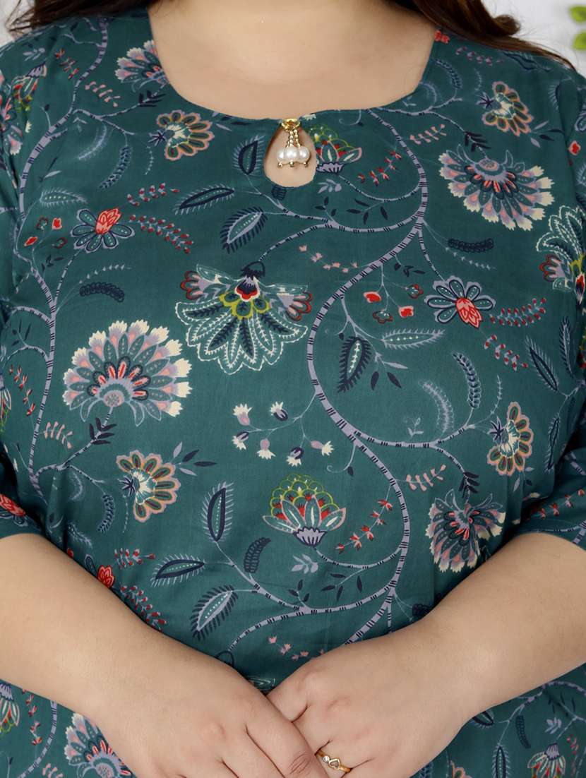 women plus size three quarter sleeve straight kurta - 22076657 -  Standard Image - 3