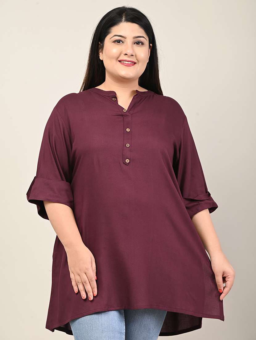 women plus size three quarter sleeve straight kurti