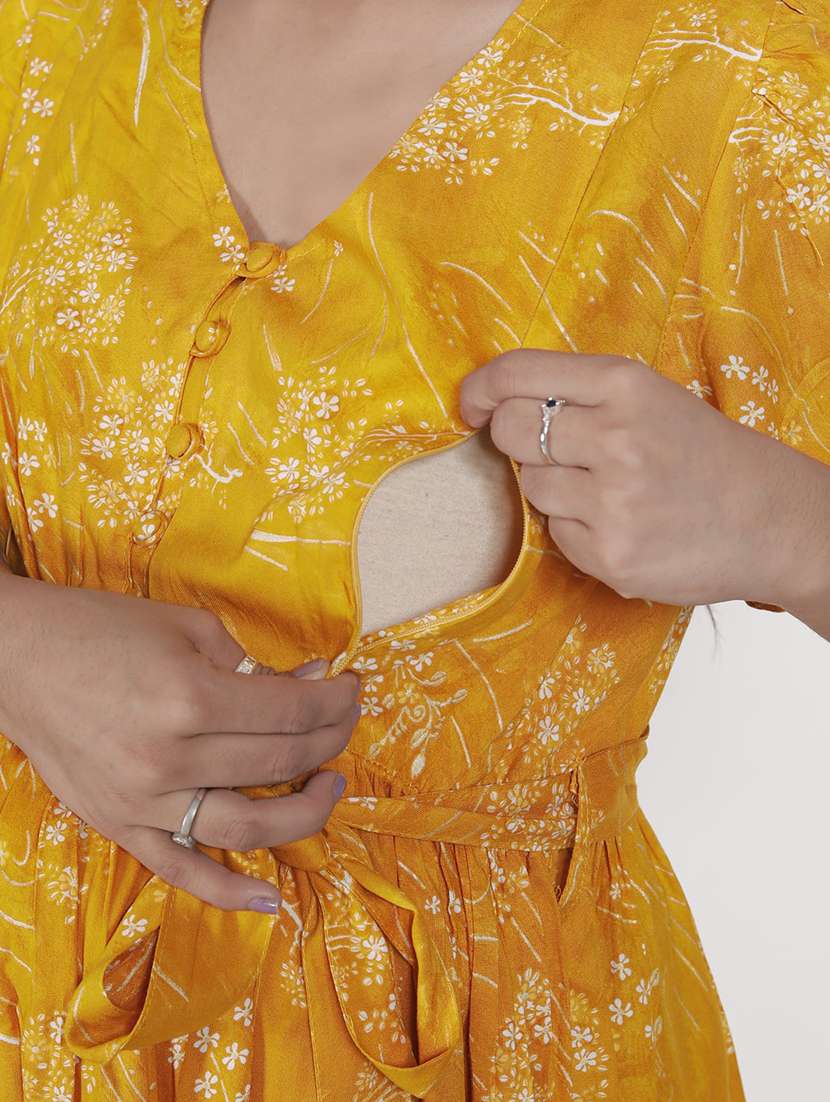 women printed puff sleeve maternity wear dress - 22076702 -  Standard Image - 5