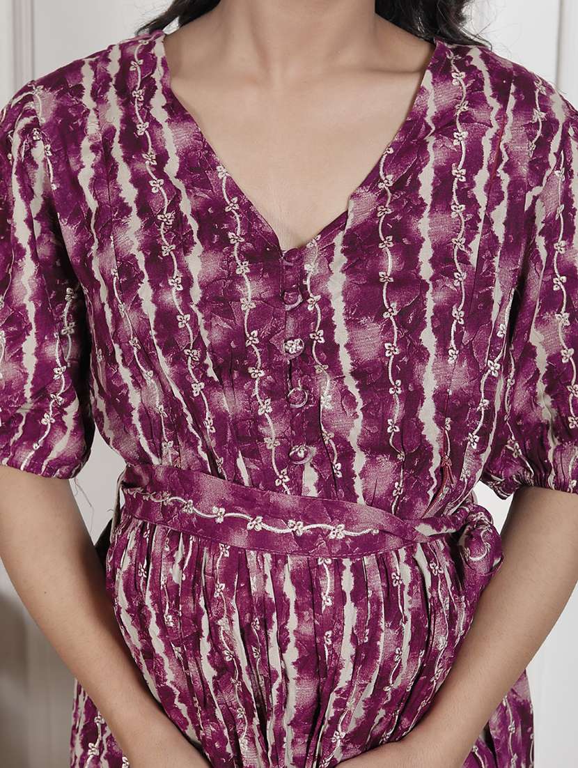 women printed puff sleeve maternity wear dress - 22076704 -  Standard Image - 5