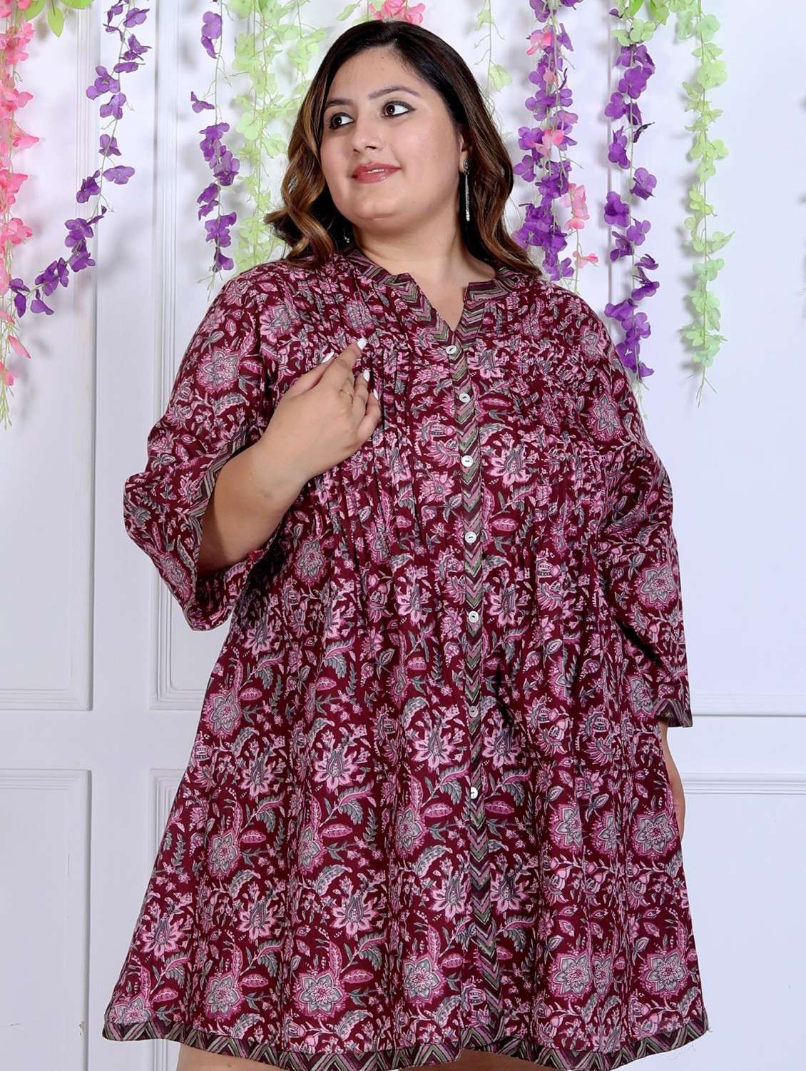 women plus size printed long sleeve a-line dress - 22076708 -  Standard Image - 3