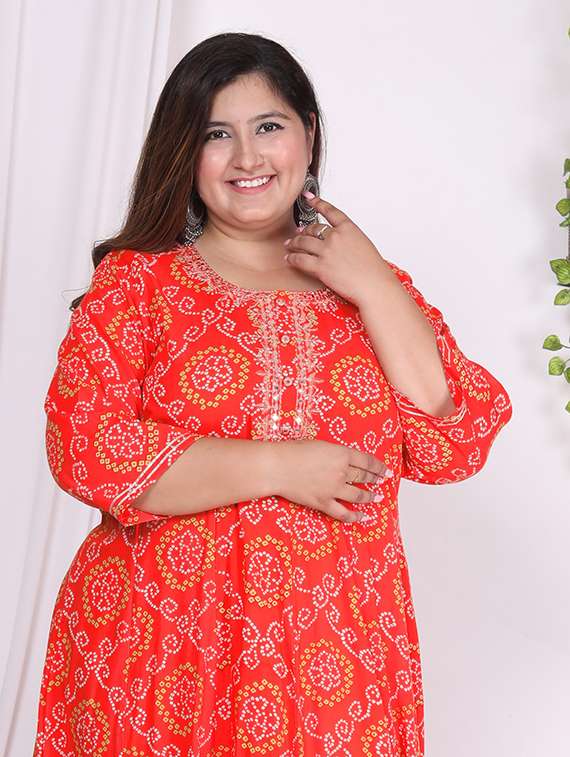 women plus size printed mandarin neck dress - 22076726 - Standard Image - 3