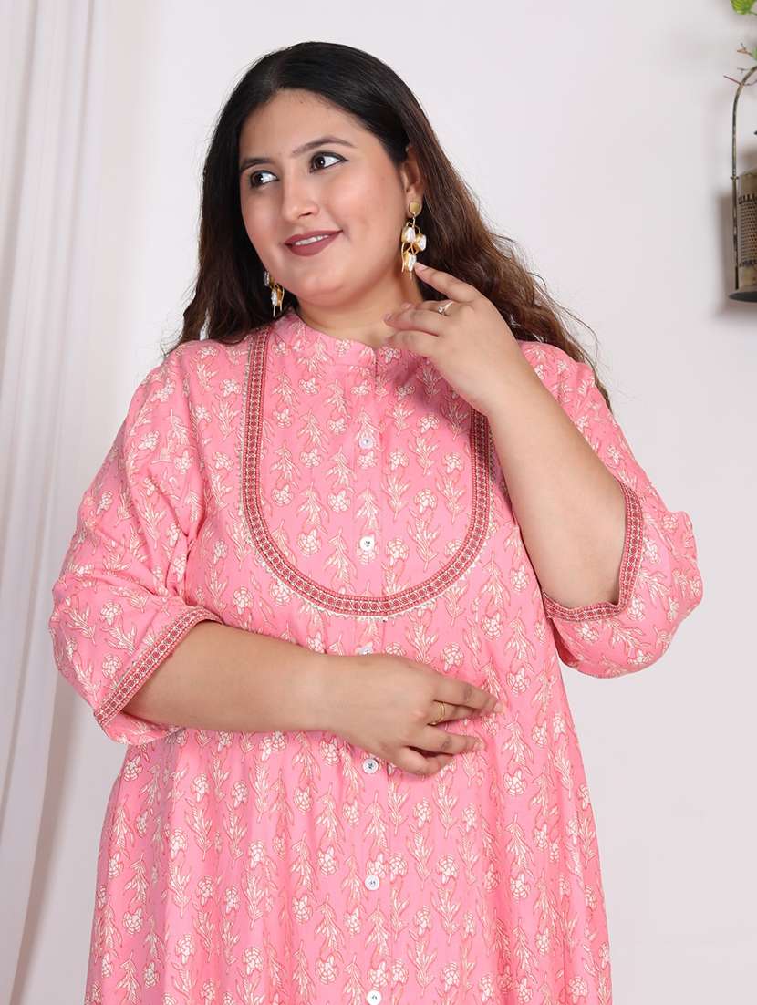 women printed three quarter sleeve a-line dress - 22076729 -  Standard Image - 3