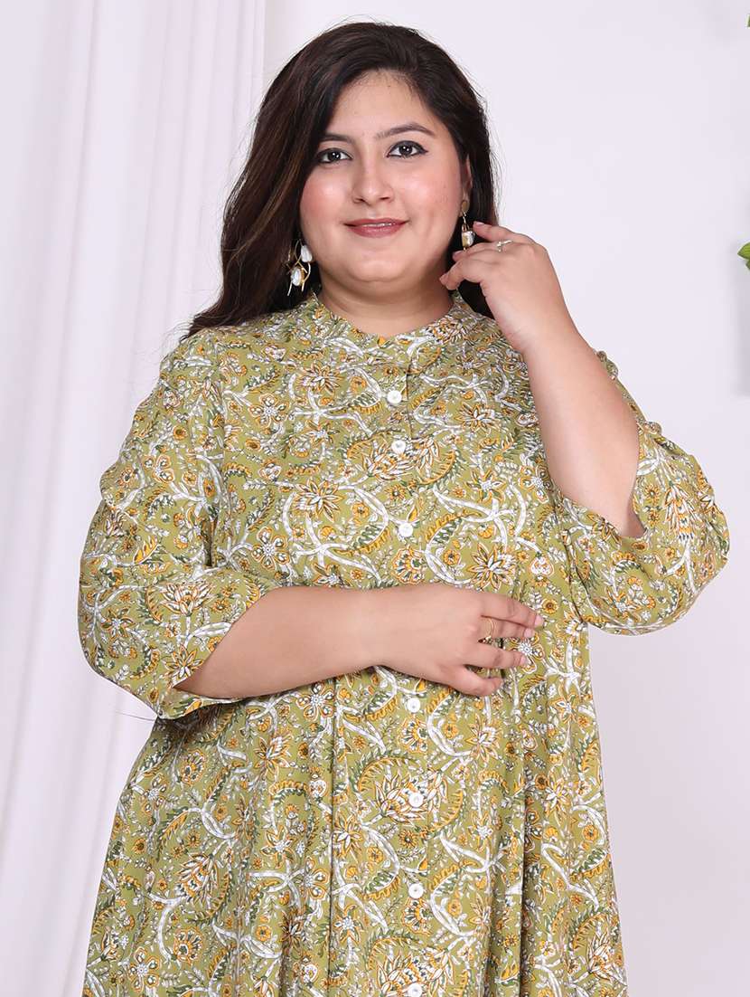 women printed three quarter sleeve flared dress - 22076735 -  Standard Image - 3