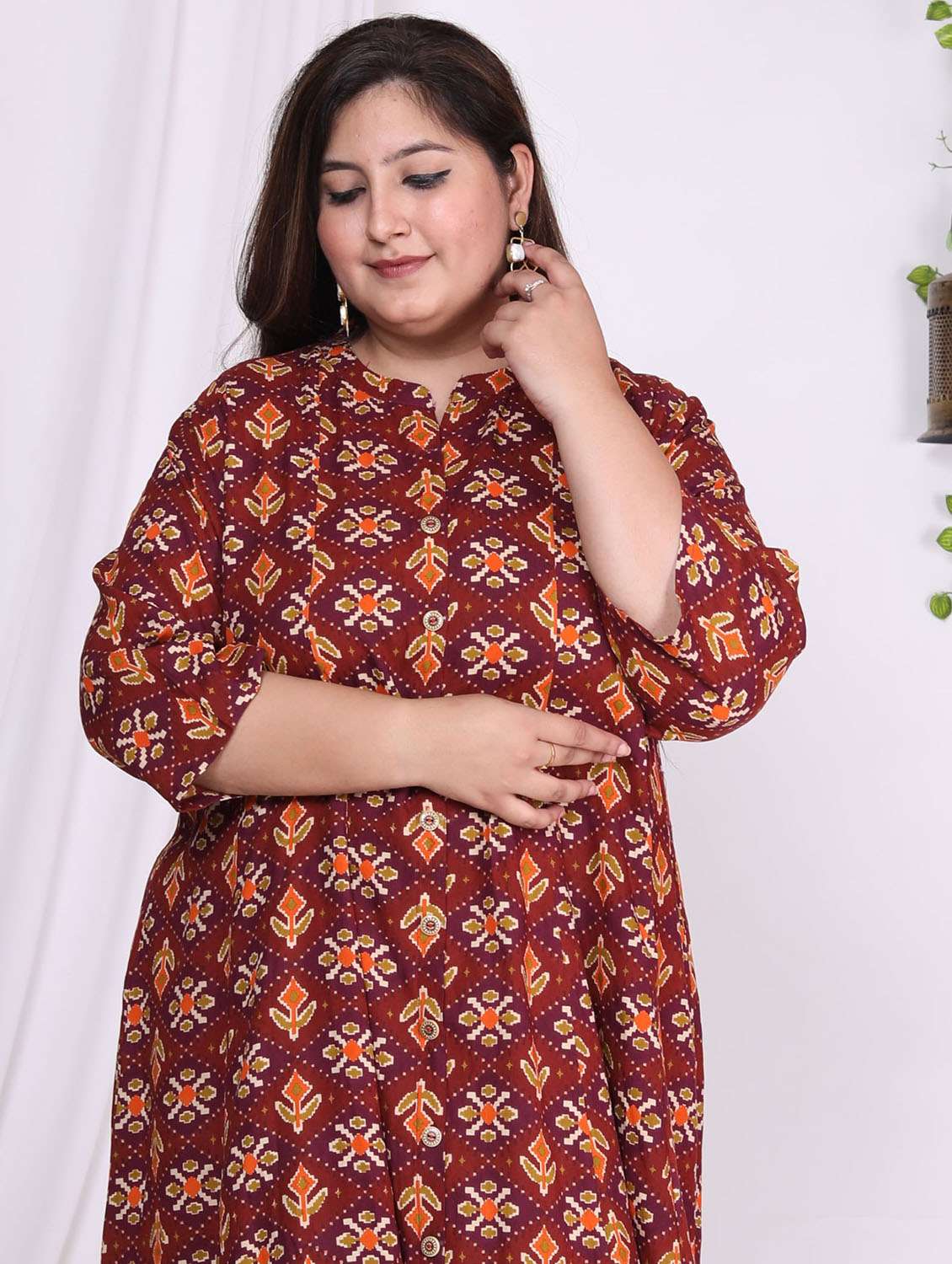 women plus size printed three quarter sleeve dress - 22076740 -  Standard Image - 3
