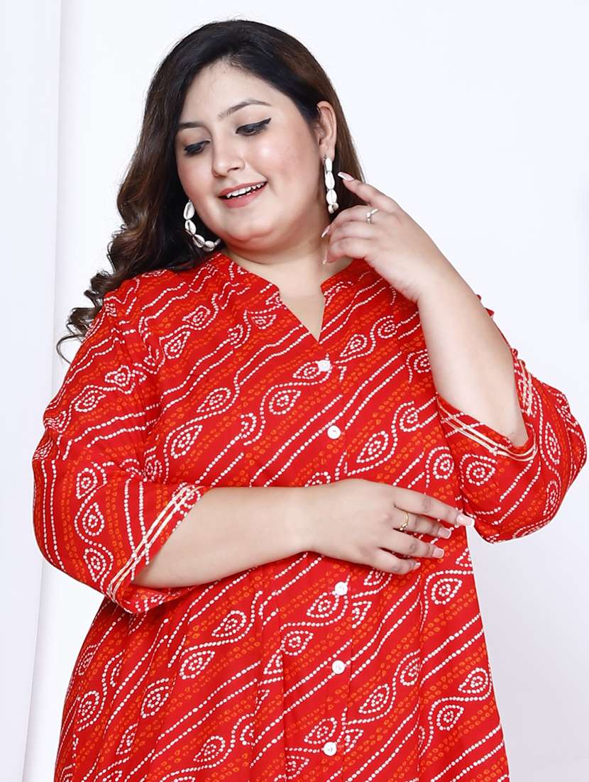 women printed three quarter sleeve flared dress - 22076743 -  Standard Image - 3