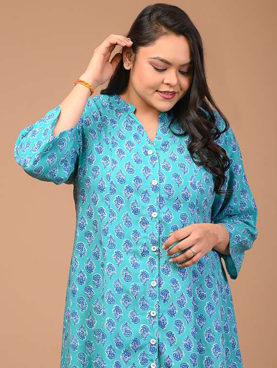 women printed three quarter sleeve a-line dress - 22076749 -  Standard Image - 3