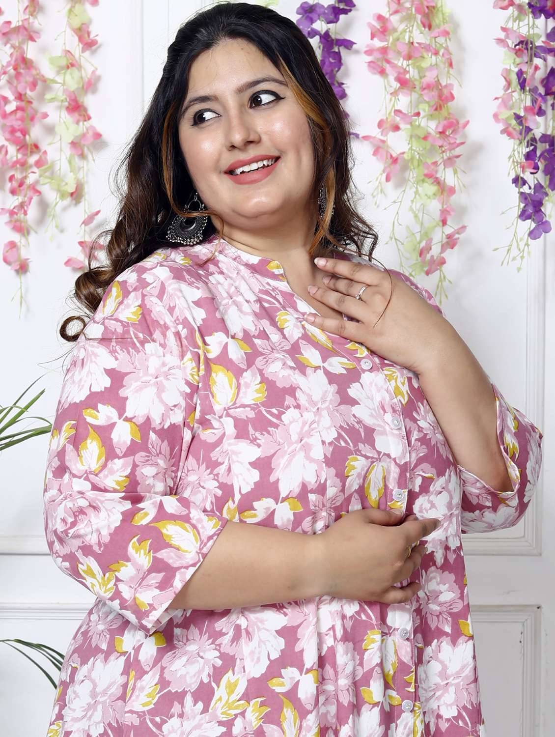 women printed three quarter sleeve flared dress - 22076750 -  Standard Image - 3