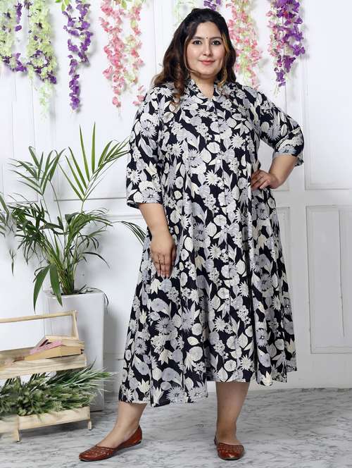 women plus size printed three quarter sleeve dress - 22076751 -  Standard Image - 0