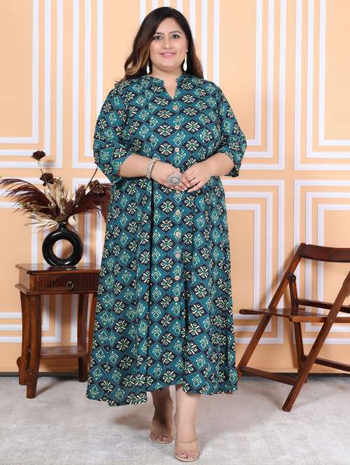 women plus size printed three quarter sleeve dress - 22076754 -  Standard Image - 0