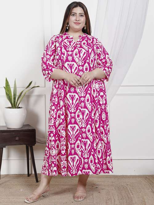 women plus size printed three quarter sleeve dress - 22076757 -  Standard Image - 0
