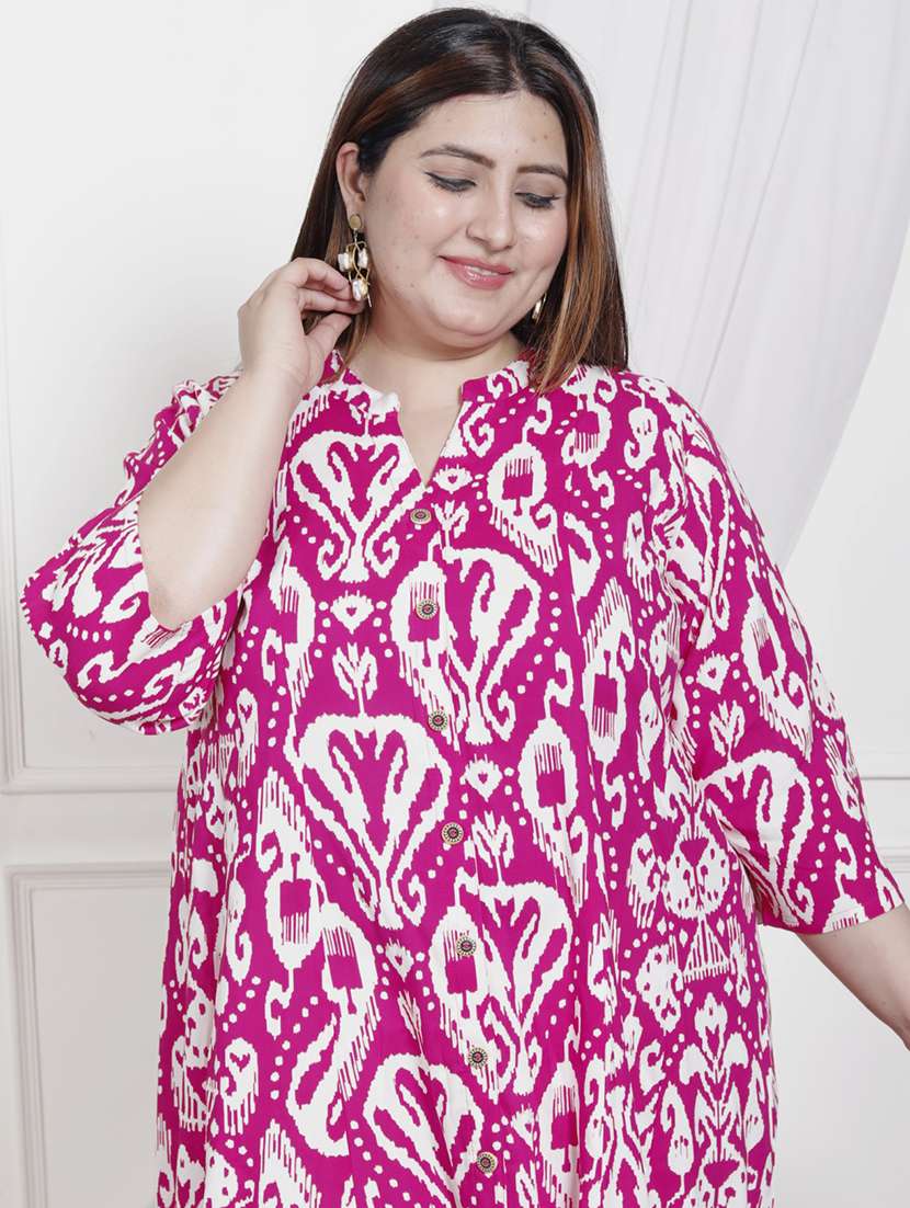 women plus size printed three quarter sleeve dress - 22076757 -  Standard Image - 3