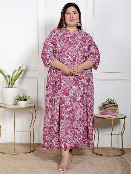 women plus size printed three quarter sleeve dress - 22076760 -  Standard Image - 0