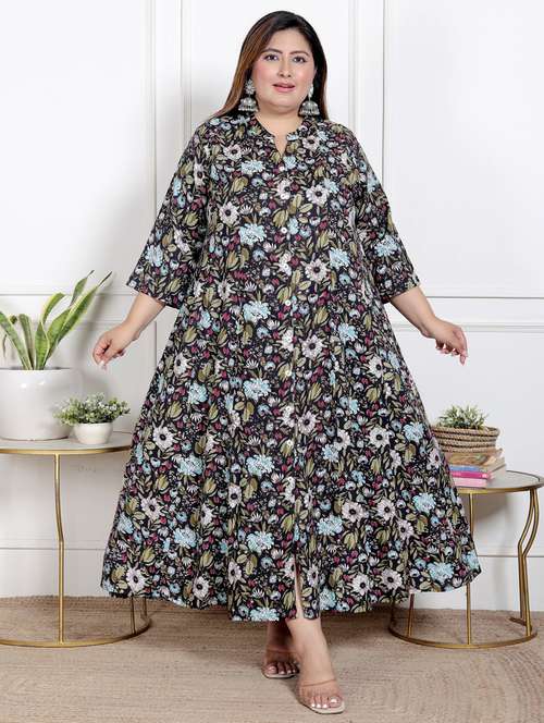 women plus size printed three quarter sleeve dress - 22076761 -  Standard Image - 0