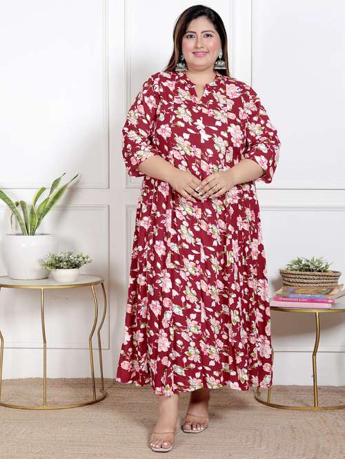 women plus size printed three quarter sleeve dress - 22076762 -  Standard Image - 0