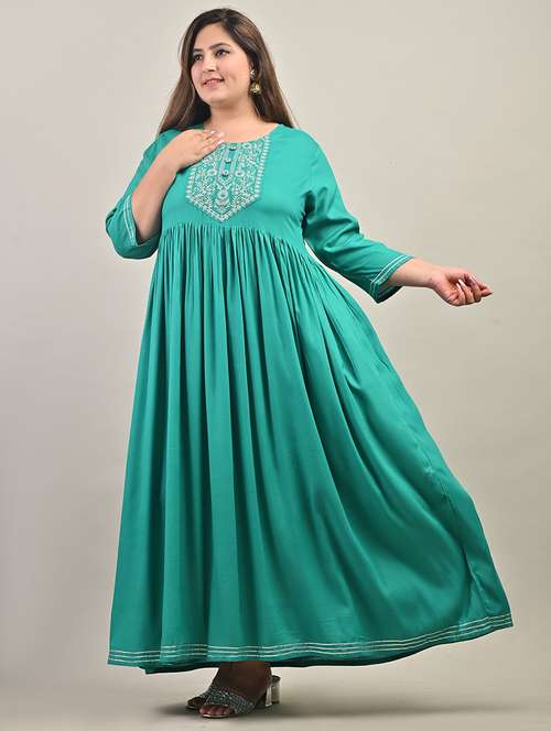 women plus size embroidered three quarter sleeve dress - 22076768 -  Standard Image - 0