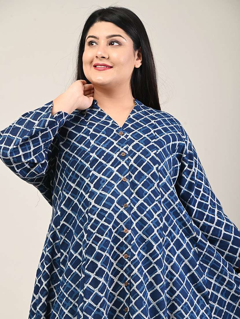 women printed three quarter sleeve a-line kurta - 22076771 -  Standard Image - 3
