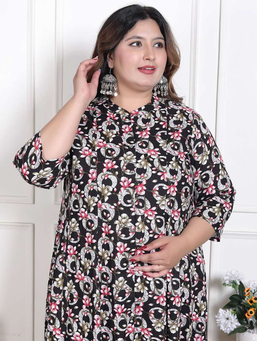 women plus size printed three quarter sleeve dress - 22076775 -  Standard Image - 3