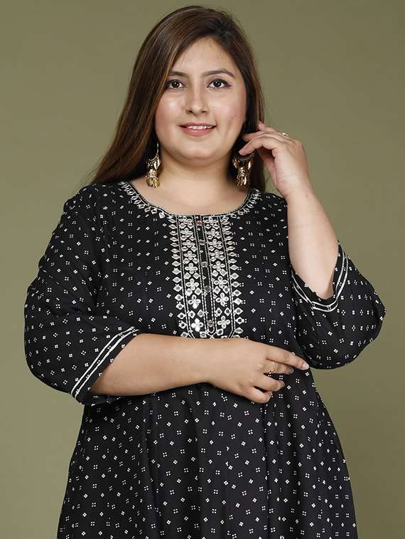women plus size printed three quarter sleeve dress - 22076777 -  Standard Image - 3