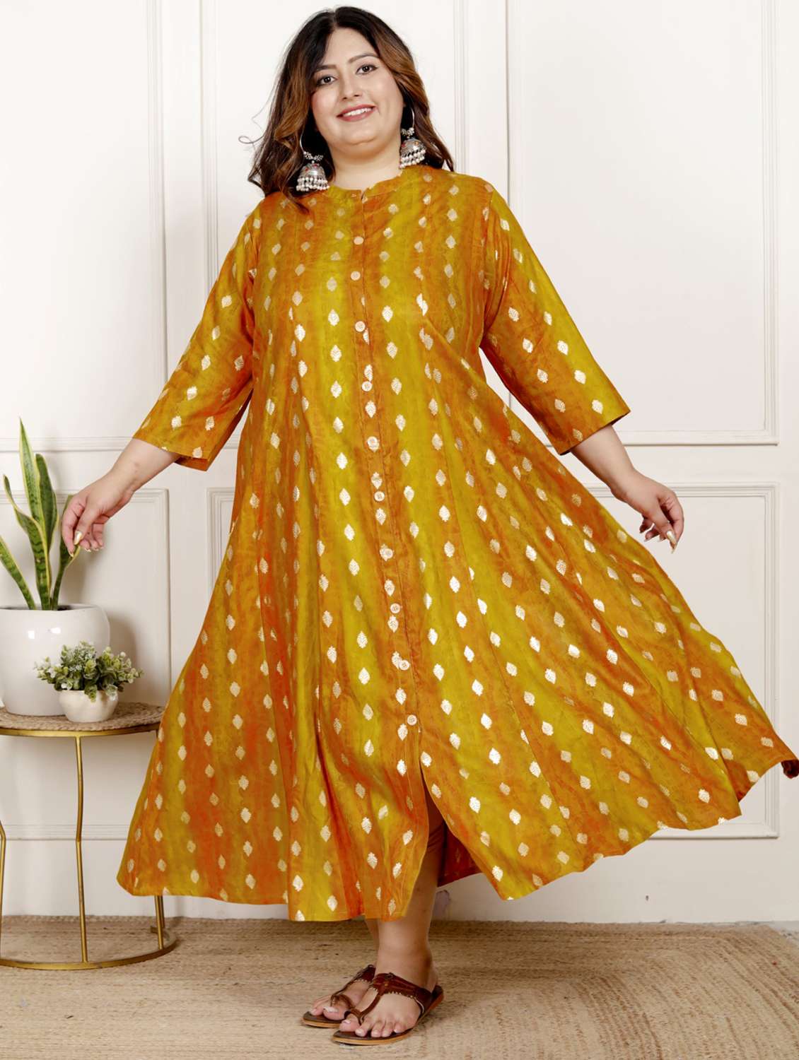 women plus size printed three quarter sleeve dress
