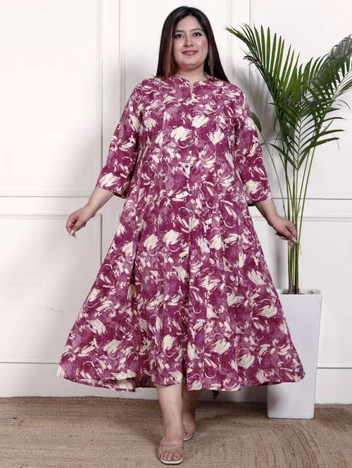 women plus size printed three quarter sleeve dress - 22076793 -  Standard Image - 0