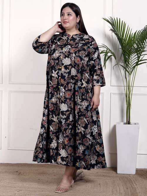 women plus size printed three quarter sleeve dress - 22076794 -  Standard Image - 0