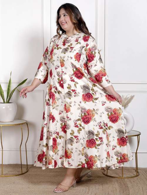 women plus size printed three quarter sleeve dress - 22076800 -  Standard Image - 0