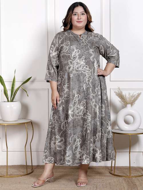 women plus size printed three quarter sleeve dress - 22076802 -  Standard Image - 0