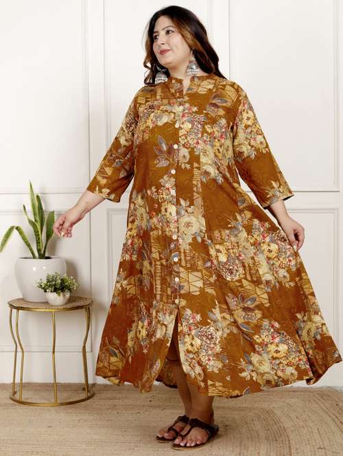 women plus size printed three quarter sleeve dress - 22076804 -  Standard Image - 0