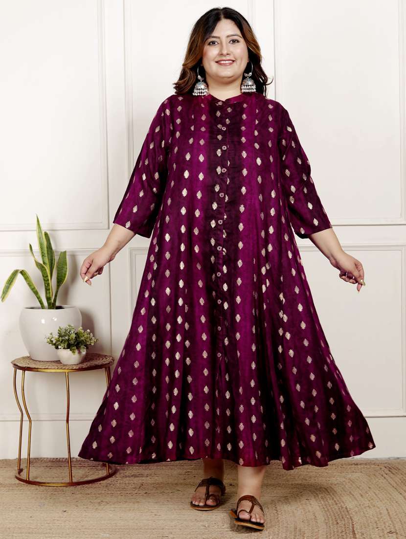 women plus size printed three quarter sleeve dress
