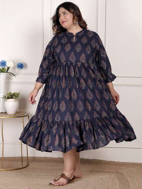 women plus size printed three quarter sleeve dress - 22076809 -  Standard Image - 0