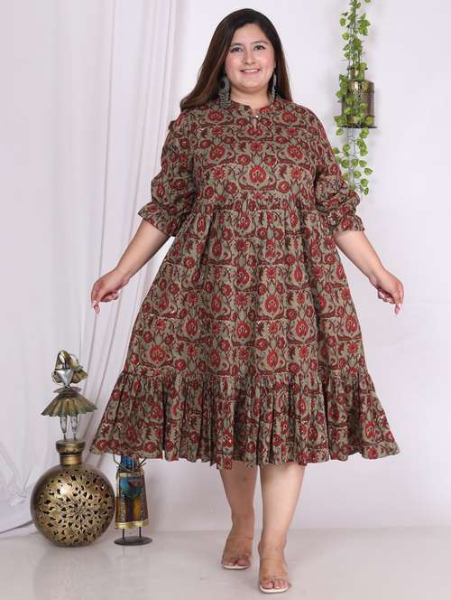 women plus size printed three quarter sleeve dress - 22076810 -  Standard Image - 0