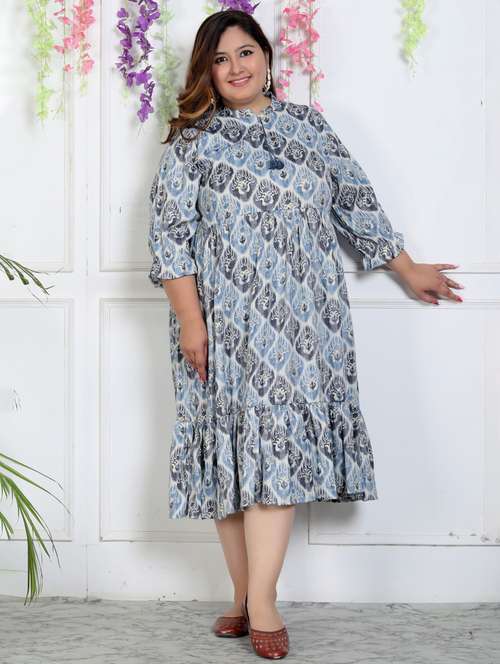 women plus size printed three quarter sleeve dress - 22076811 -  Standard Image - 0