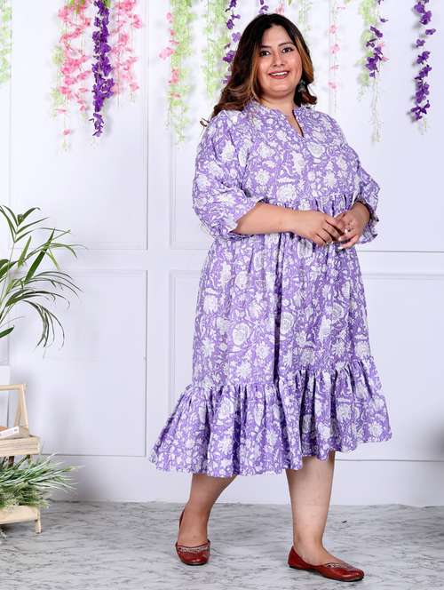 women plus size printed three quarter sleeve dress - 22076814 -  Standard Image - 0