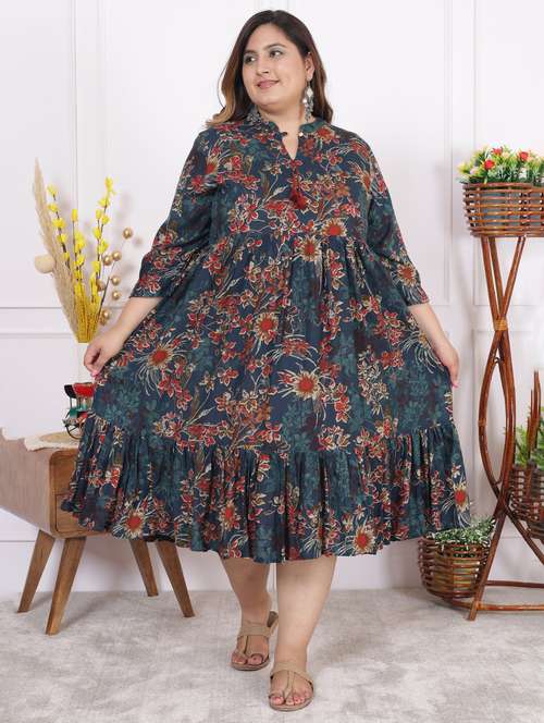 women plus size printed three quarter sleeve dress - 22076820 -  Standard Image - 0