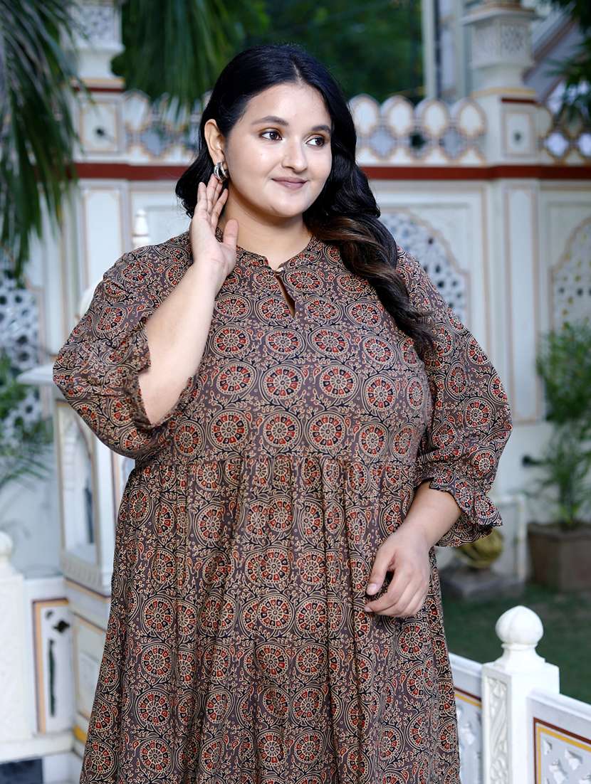 women plus size printed three quarter sleeve dress - 22076823 -  Standard Image - 3