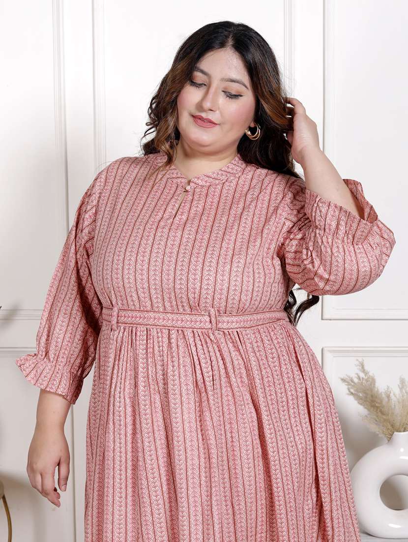 women plus size printed three quarter sleeve dress - 22076827 - Standard Image - 3