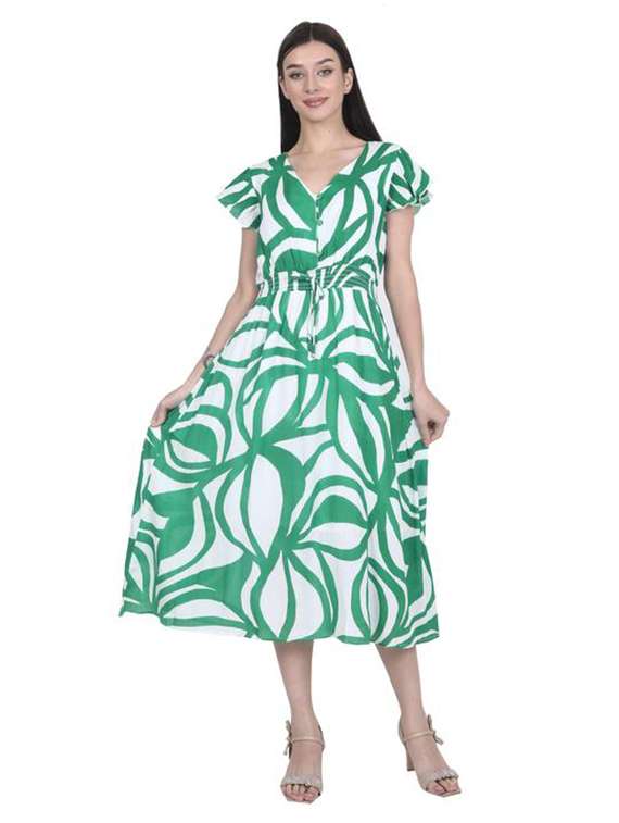 women printed collared sleeveless tiered dress