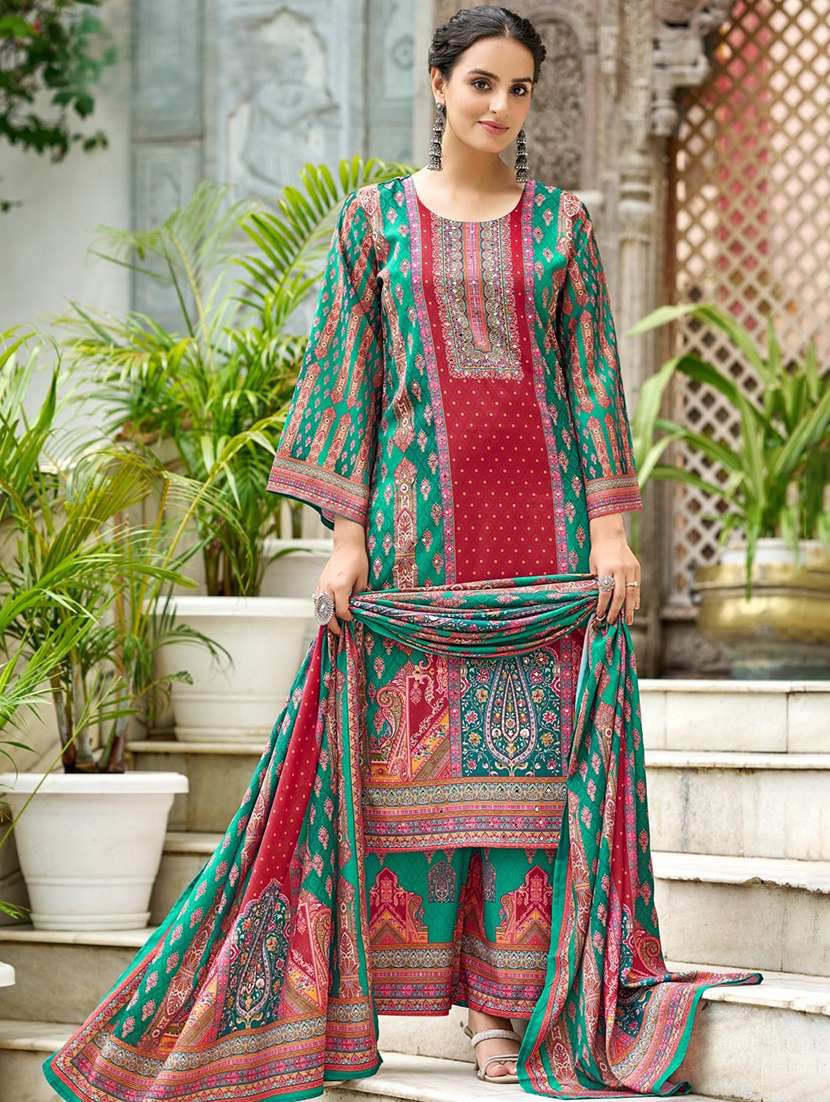 women printed long sleeve kurta palazzo with dupatta set - 22076919 - Zoom Image - 0
