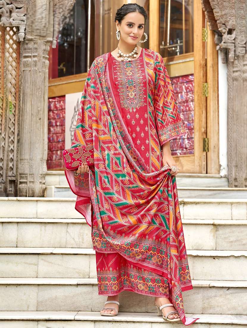women printed long sleeve kurta palazzo with dupatta set - 22076921 - Zoom Image - 0