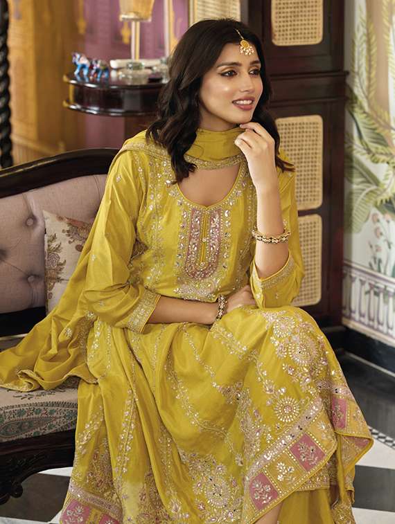 women embroidered long sleeve kurta sharara with dupatta set - 22076936 - Standard Image - 3