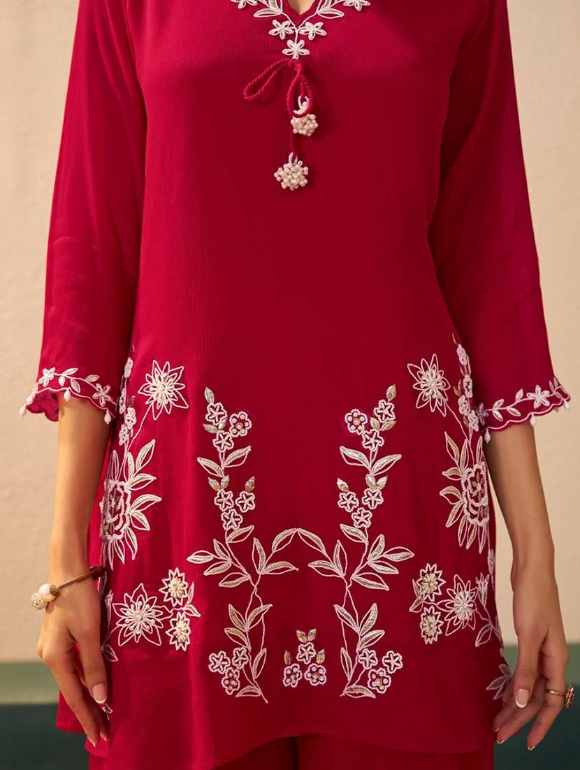 women embroidered three quarter sleeve kurta palazzo with dupatta set - 22076941 - Standard Image - 5