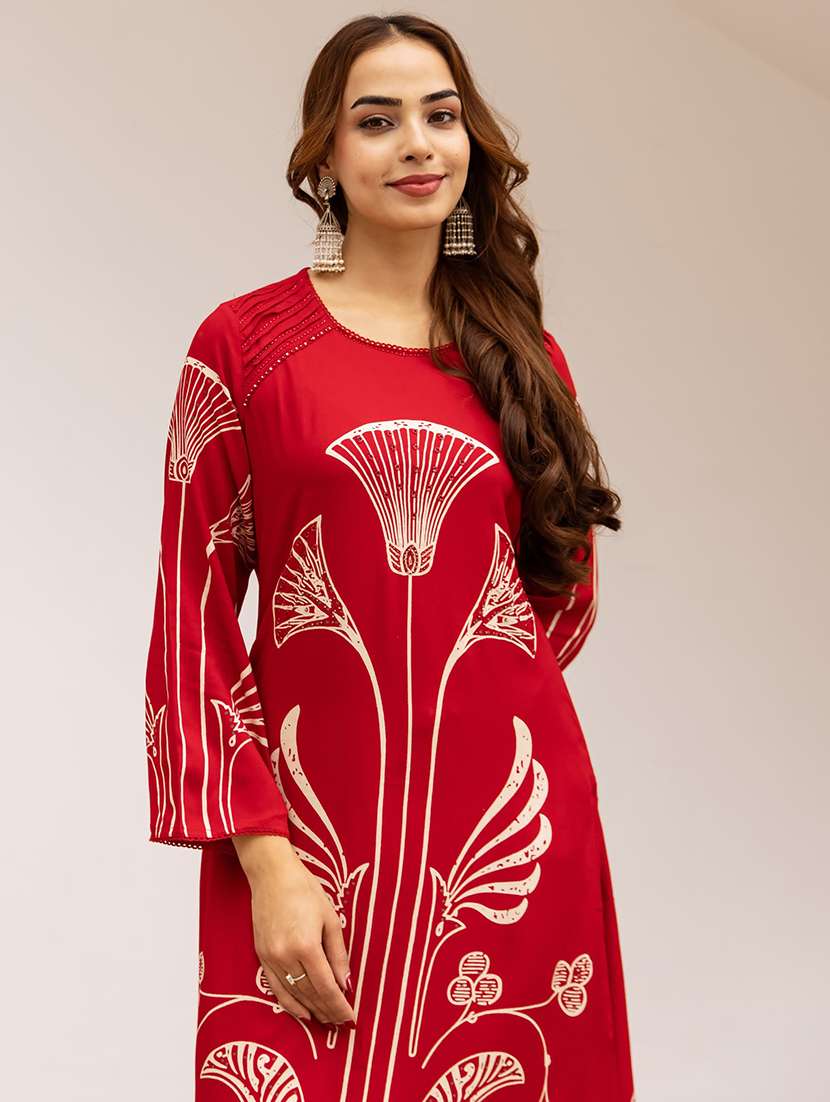 women printed long sleeve kurta palazzo set - 22076959 - Standard Image - 3